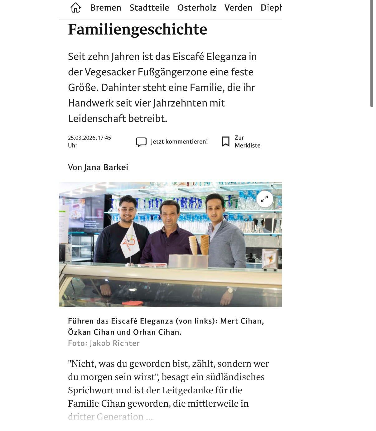 Familiengeschichte des Eiscafé Eleganza